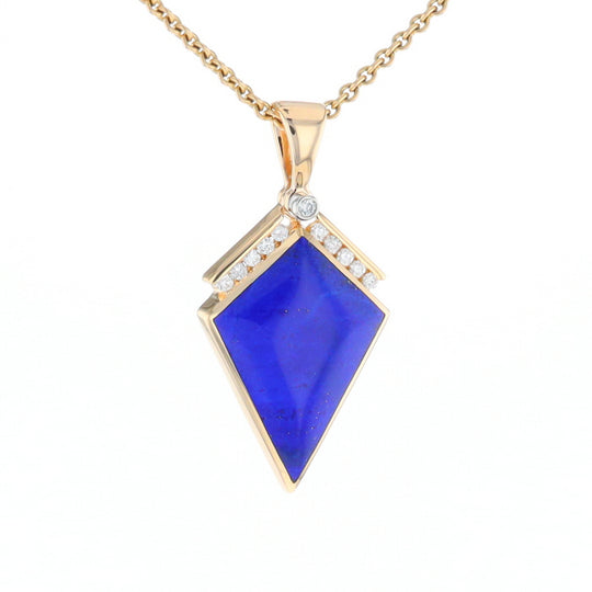 Lapis Kit Shaped Inlaid Pendant with 0.19ctw Diamonds