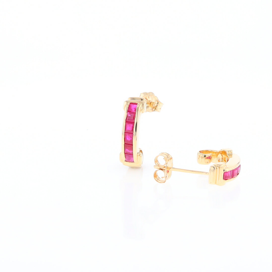 Channel Ruby Semi-Hoop Earrings