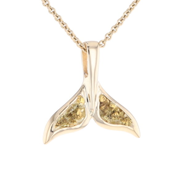 Whale Tail Natural Nuggets Double Inlaid Sea Life Pendant