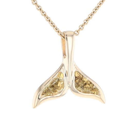 Whale Tail Natural Nuggets Double Inlaid Sea Life Pendant