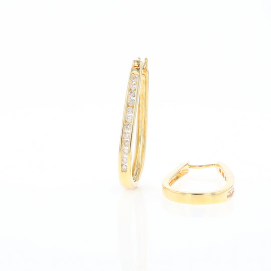 U-Shaped Channel Set Diamond Hoop Earrings