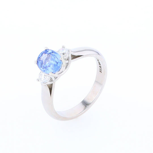 Ceylon Sapphire Three-Stone Trellis Ring