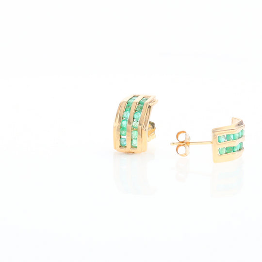 Semi-Hoop Channel Emerald Earrings