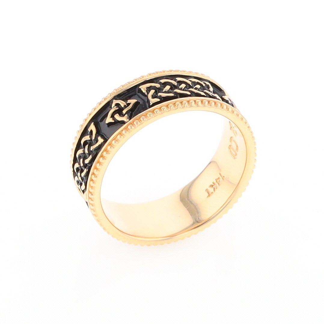 Celtic Knot Black and Gold Wedding Band