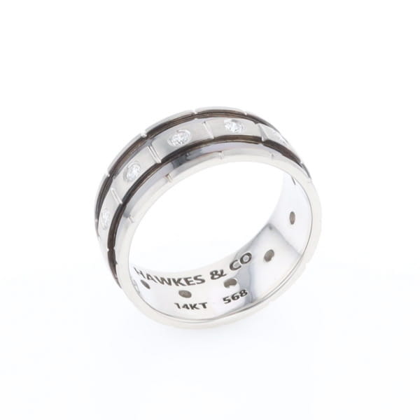 Contemporary Men's Comfort Fit Wedding Band With Diamonds