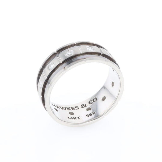 Contemporary Men's Comfort Fit Wedding Band With Diamonds