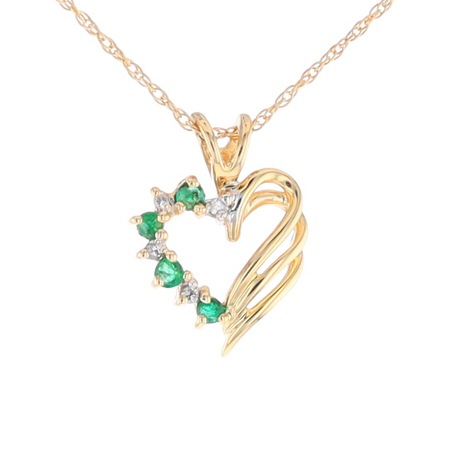 Open Heart Emerald and Diamond Pendant