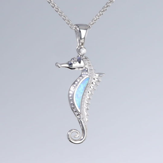 Opal Pendant Inlaid Realistic Sea Horse Design