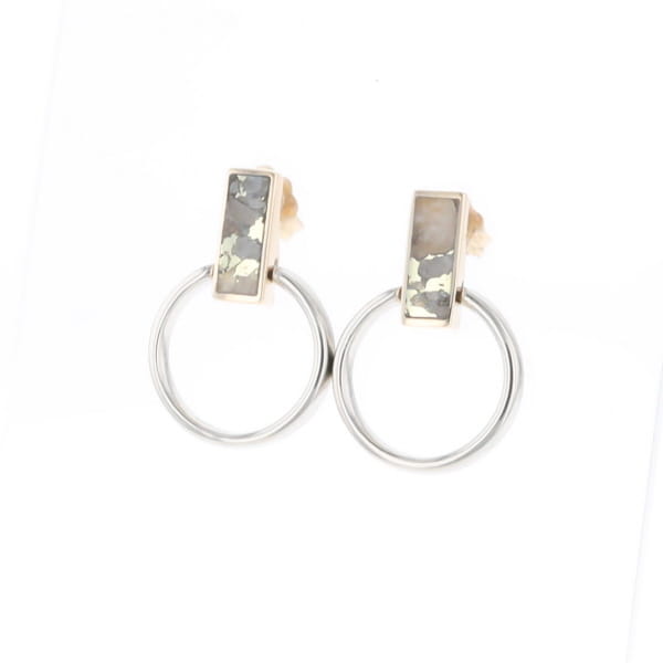 Gold Quartz Rectangle Inlaid Knocker Earrings - G2