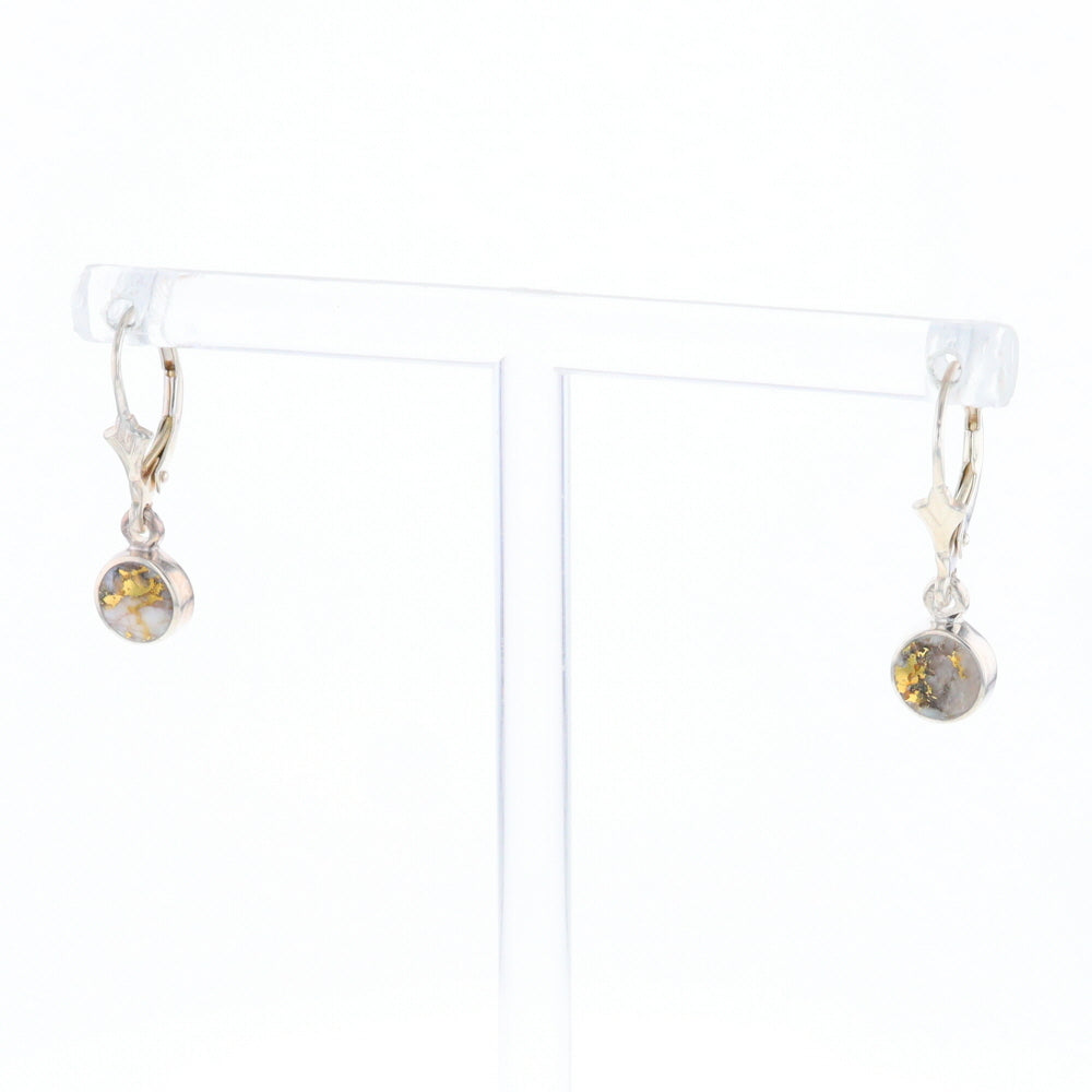 Gold Quartz Inlaid Round Bezel Earrings