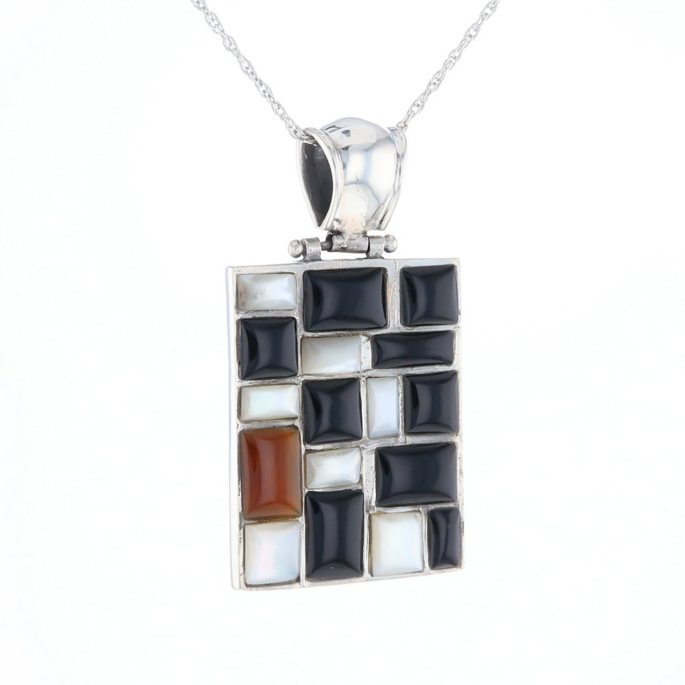 Onyx & Mother of Pearl Checkered Pendant