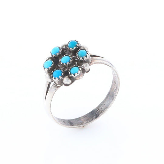 Round Turquoise Cluster Ring