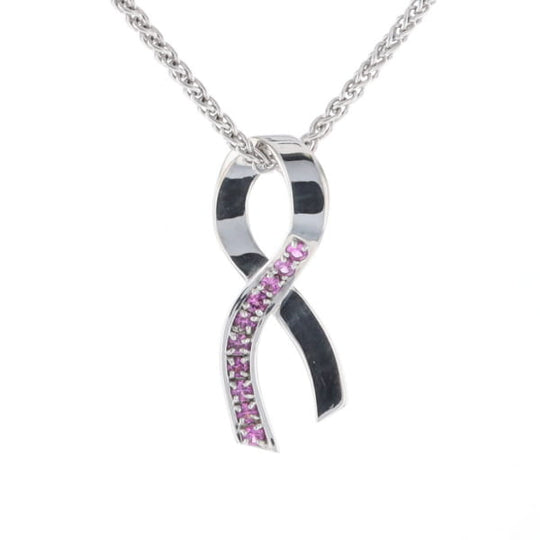 Pink Sapphire Breast Cancer Ribbon Pendant