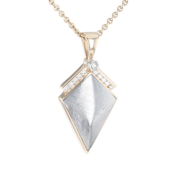 Meteorite Kite Shape Inlaid Pendant with 0.19ctw Diamonds