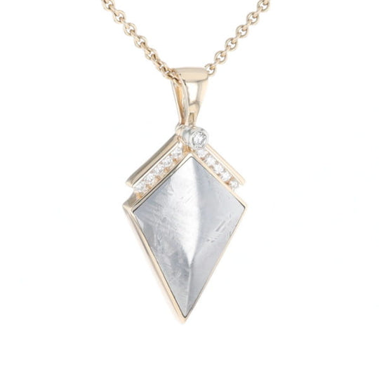 Meteorite Kite Shape Inlaid Pendant with 0.19ctw Diamonds