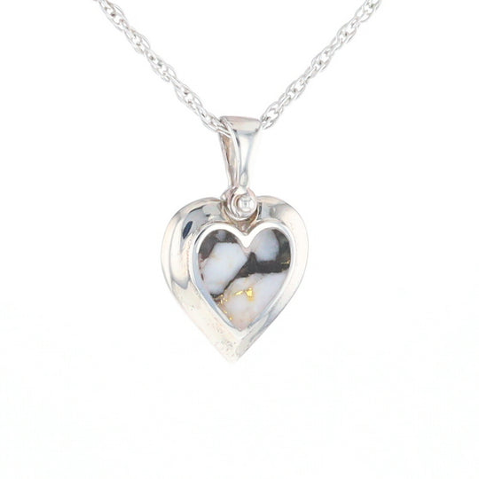 Sterling Silver Gold Quartz Inlaid Heart Pendant - G3