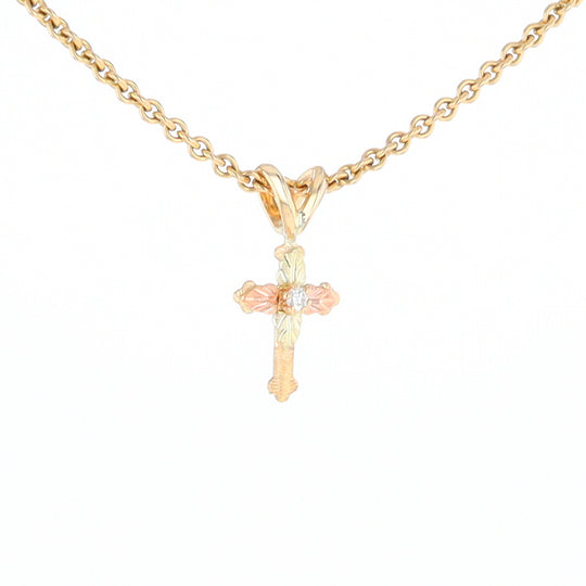 Black Hills Gold Diamond Cross Pendant