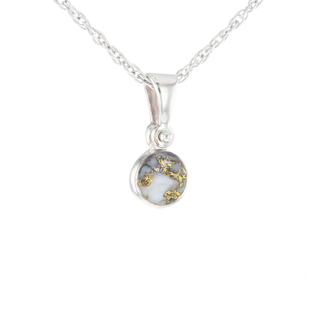 Sterling Silver Gold Quartz Inlaid Circle Pendant - G3