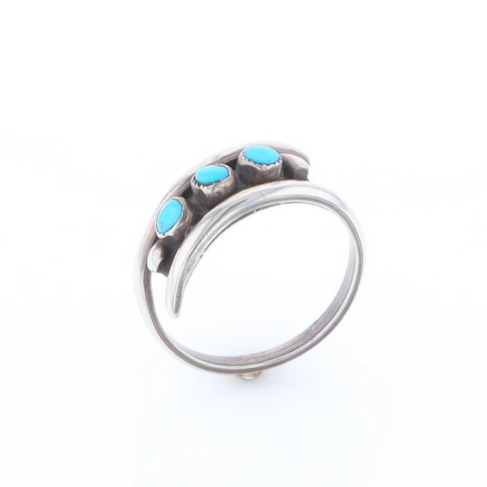 Round Turquoise Row Bypass Ring