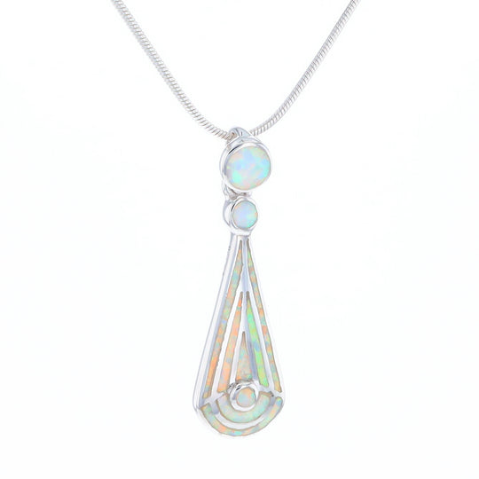 Teardrop Simulated Opal Inlay Necklace