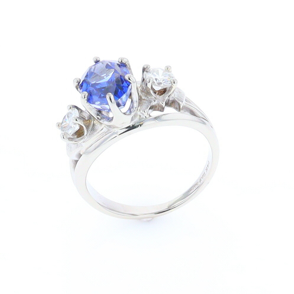 Oval Sapphire Ring with Diamond Side Accents