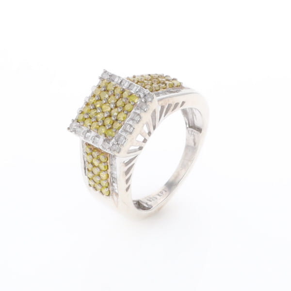 Yellow and White Diamond Filigree Design Ring