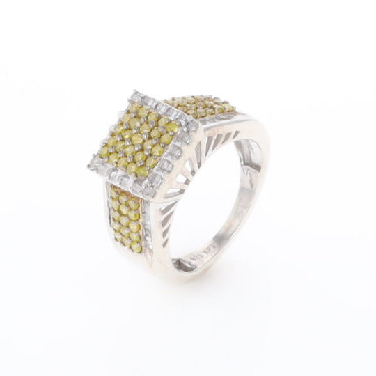 Yellow and White Diamond Filigree Design Ring