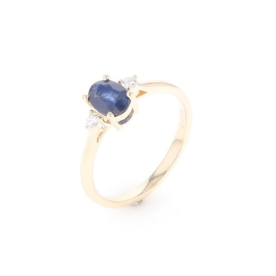 Oval Sapphire Ring With 2 Accent Diamonds