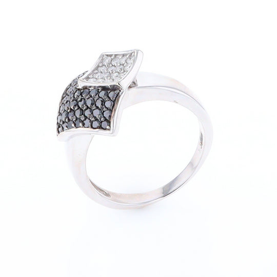 Double Pavé Black and White Diamond Ring