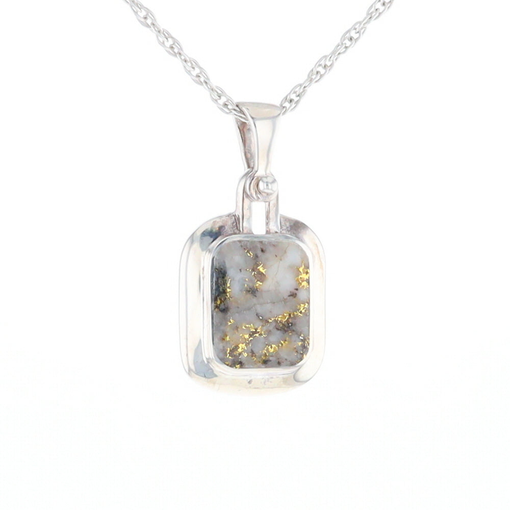 Gold Quartz Rounded Rectangle Pendant