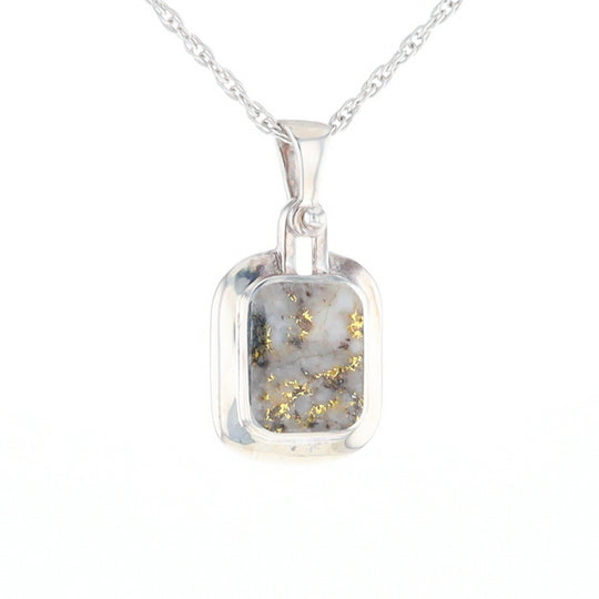 Gold Quartz Rounded Rectangle Pendant