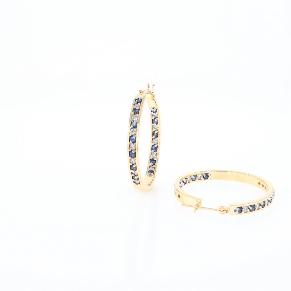 Sapphire & Diamond Hoop Earrings