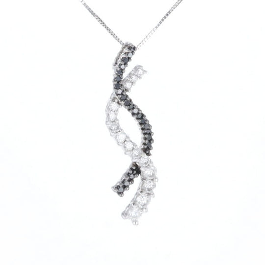 Ribbon Necklace With Black and White Diamonds