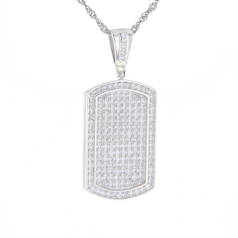 Cubic Zirconia Dog Tag Pendant