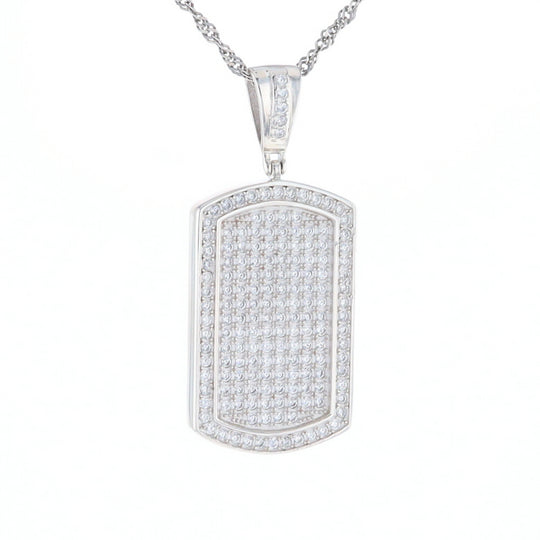 Cubic Zirconia Dog Tag Pendant