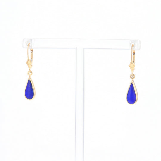 Lapis Tear Drop Inlaid Lever Backs