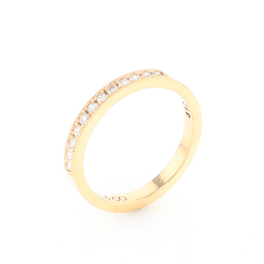 Yellow Gold Milgrain Diamond Wedding Band