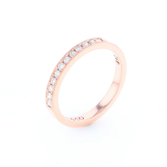 Rose Gold Milgrain Diamond Wedding Band