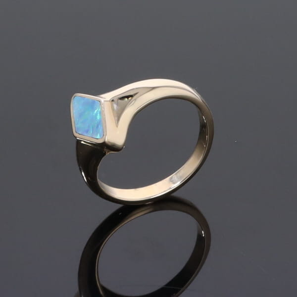 Opal Rings Diamond Shape Inlaid Design