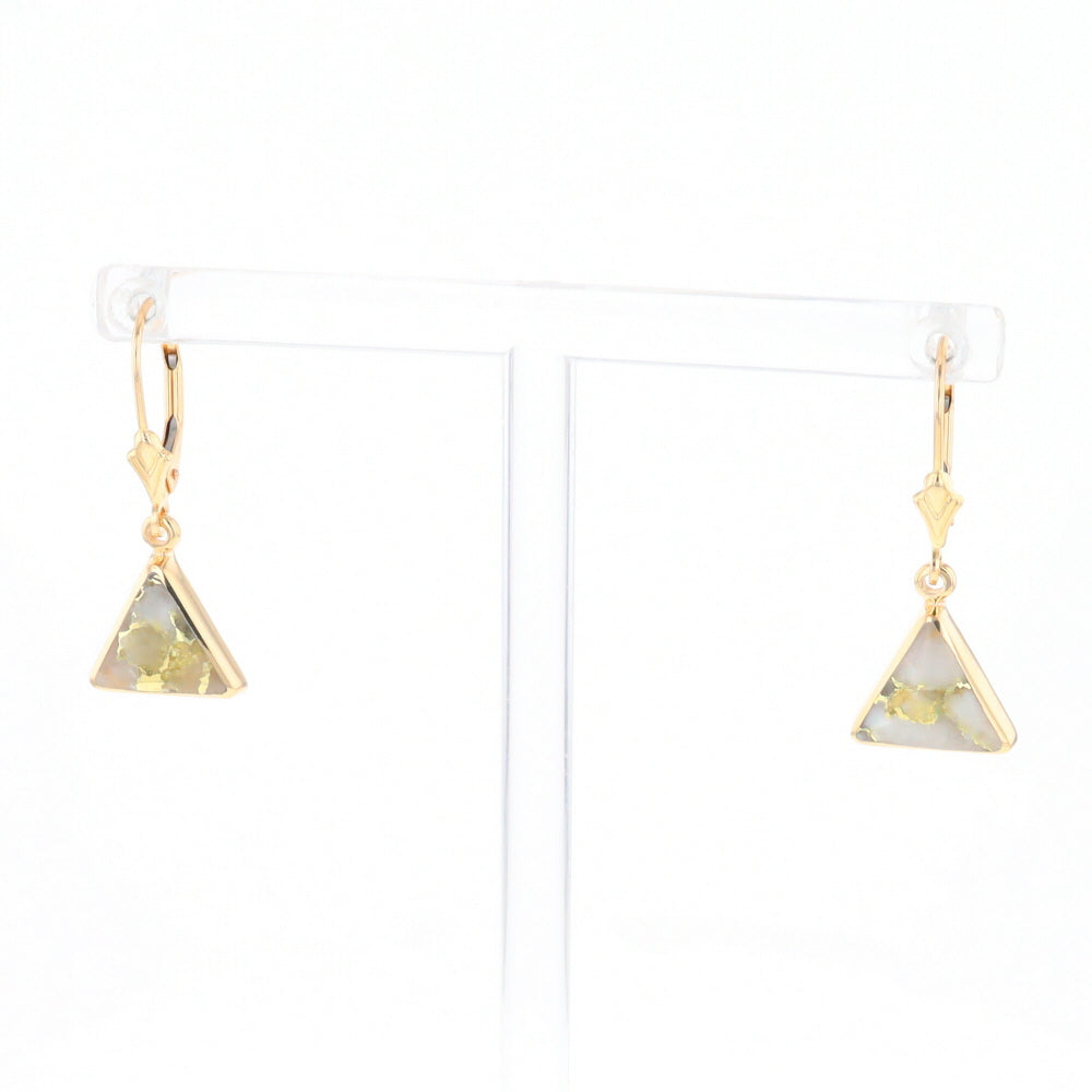 Gold Quartz Triangle Inlaid Earrings - G2