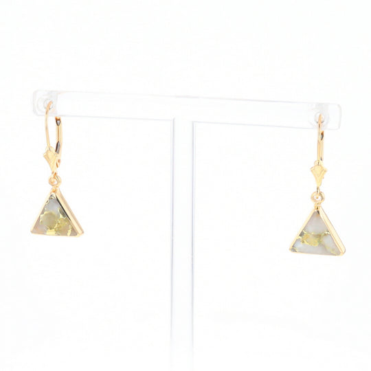 Gold Quartz Triangle Inlaid Earrings - G2