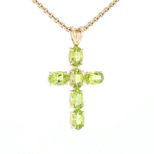 Oval Peridot Cross Pendant