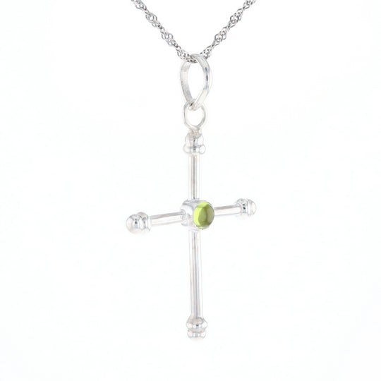 Silver Peridot Cross