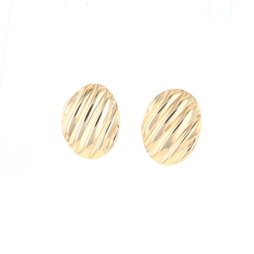 Gold Scorred Disc Stud Earrings