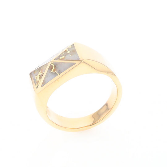 Four Section Gold Quartz Inlaid Men's Ring G2