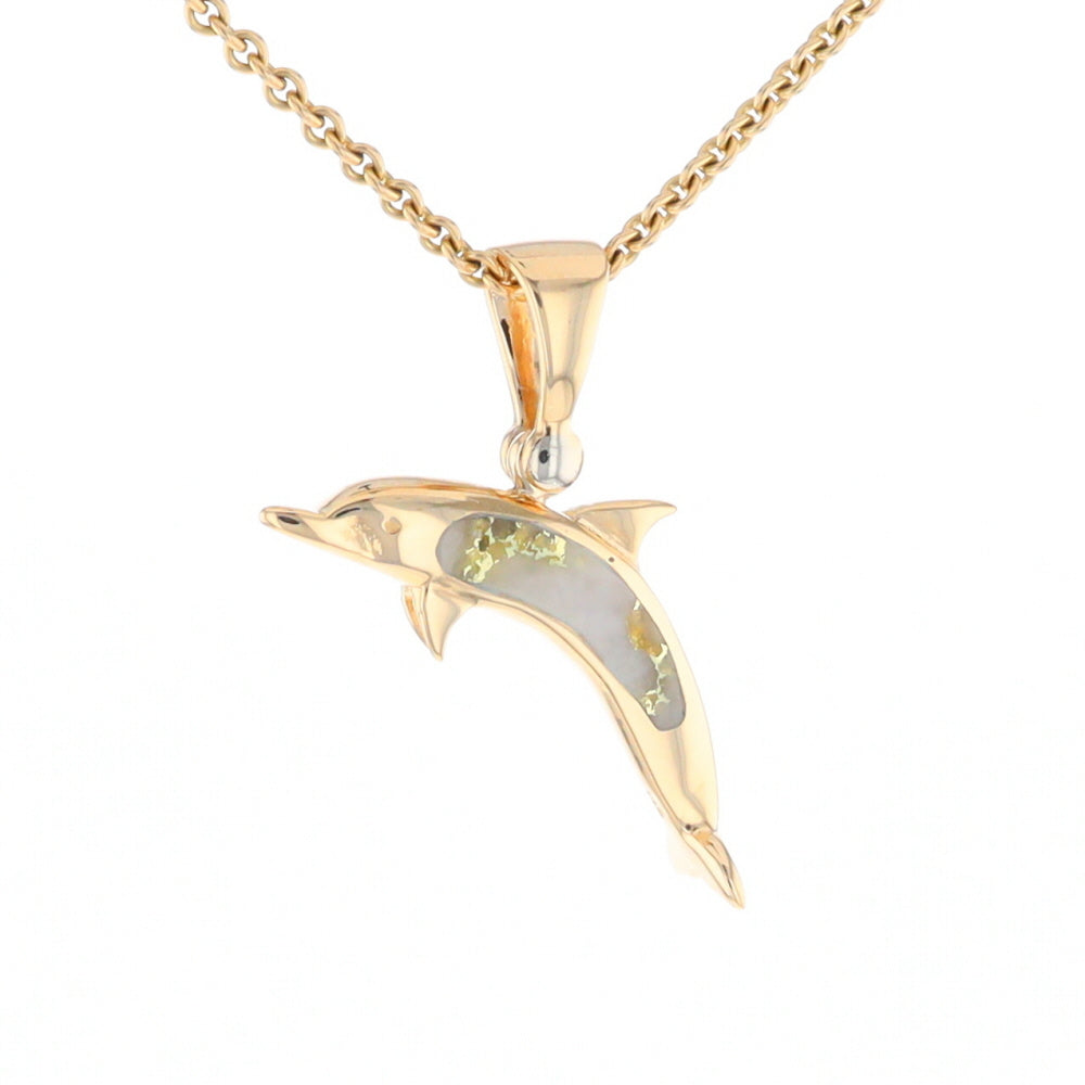 Gold Quartz Dolphin Pendant - G2