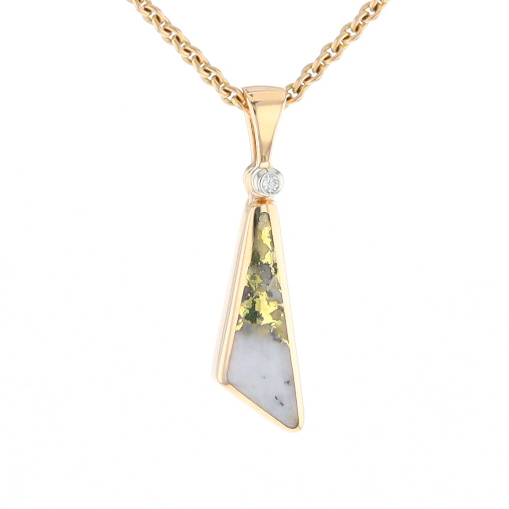 Triangular Gold Quartz Pendant - G2