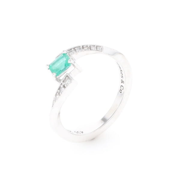 Emerald Twist Ring with Diamond Accents
