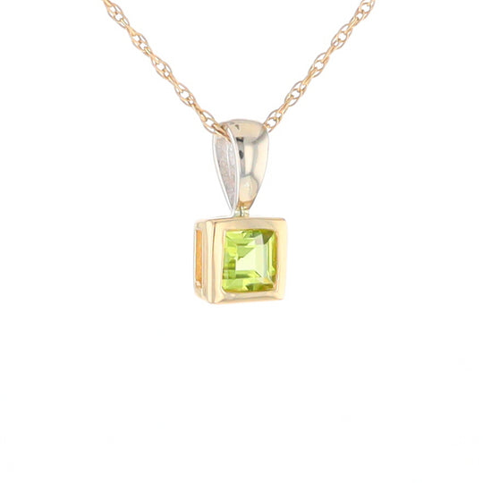Two-Tone Bezel Peridot Pendant
