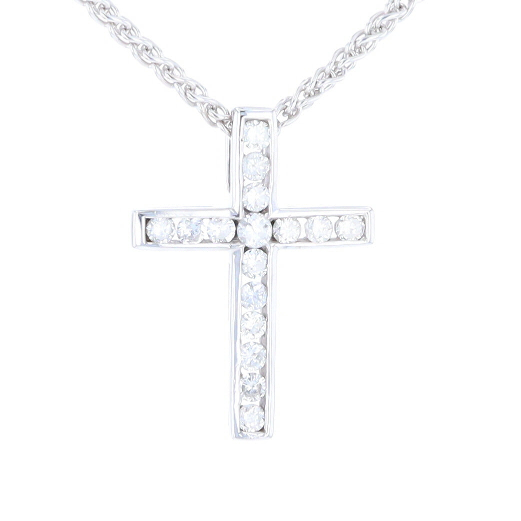 Channel Set Diamond Cross Pendant